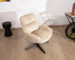 Meuble House Fauteuil confort et pivotant en velours camel beige "Bissett" Sale