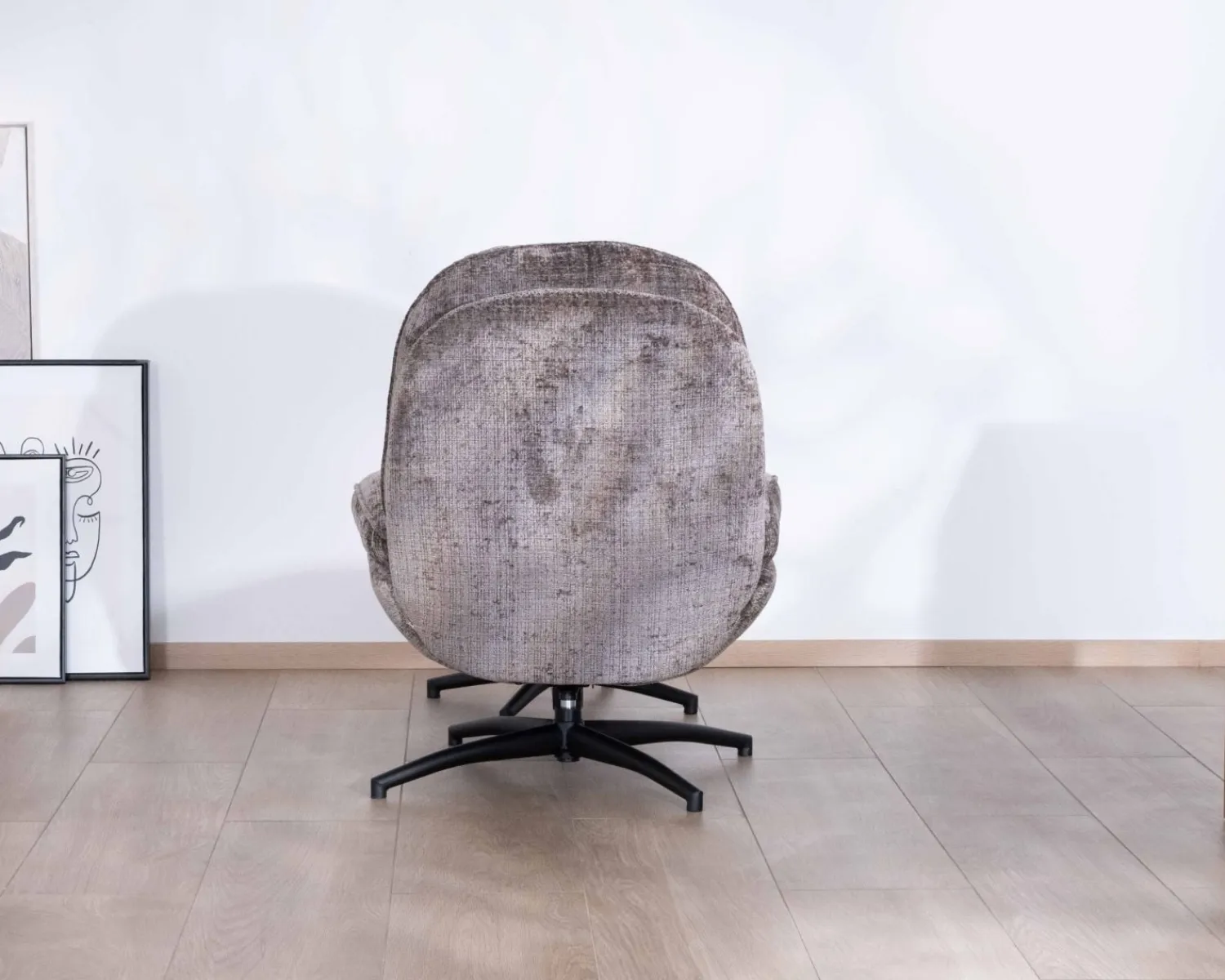Meuble House Fauteuil confort gris cendré esprit rétro avec repose-pieds "Branson" pivotant 360° Best