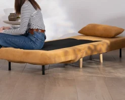 Meuble House Fauteuil cosy convertible "Folda" en tissu jaune moutarde