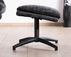 Meuble House Fauteuil cosy rotatif design rétro en tissu gris "Branson" avec pouf Hot