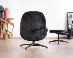 Meuble House Fauteuil cosy rotatif design rétro en tissu gris 