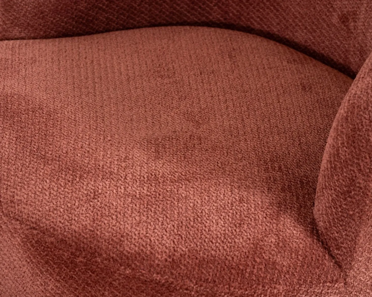 Meuble House Fauteuil d'appoint pivotant en tissu chenillé terracotta "Ladoga" design enveloppant Outlet