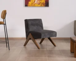 Meuble House Fauteuil déco anthracite style rétro 