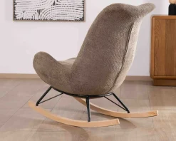 Meuble House Fauteuil de détente à bascule contemporain en tissu bouclette taupe "Calista" Sale
