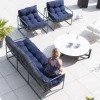 Meuble House Fauteuil de jardin chic et confortable bleu foncé et aluminium gris "Maluku Island" Discount