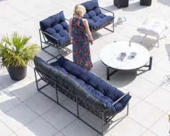 Meuble House Fauteuil de jardin chic et confortable bleu foncé et aluminium gris