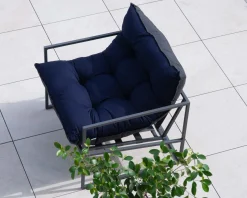 Meuble House Fauteuil de jardin chic et confortable bleu foncé et aluminium gris