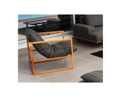 Meuble House Fauteuil de jardin en teck et tissu Sunbrella 