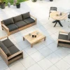 Meuble House Fauteuil de jardin haut de gamme "Zénith" en teck matelassé tissu gris foncé