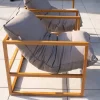 Meuble House Fauteuil de jardin relax teck et tissu Sunbrella Taupe "Maluku Island" Online