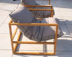 Meuble House Fauteuil de jardin relax teck et tissu Sunbrella Taupe "Maluku Island" Online
