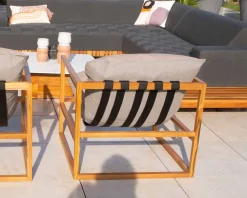 Meuble House Fauteuil de jardin relax teck et tissu Sunbrella Taupe 