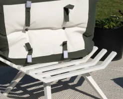Meuble House Fauteuil de jardin ultra confort en tissu vert kaki avec repose pieds modulaire 