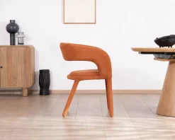 Meuble House Fauteuil de repas design en tissu terracotta ultra confort " Amarello"
