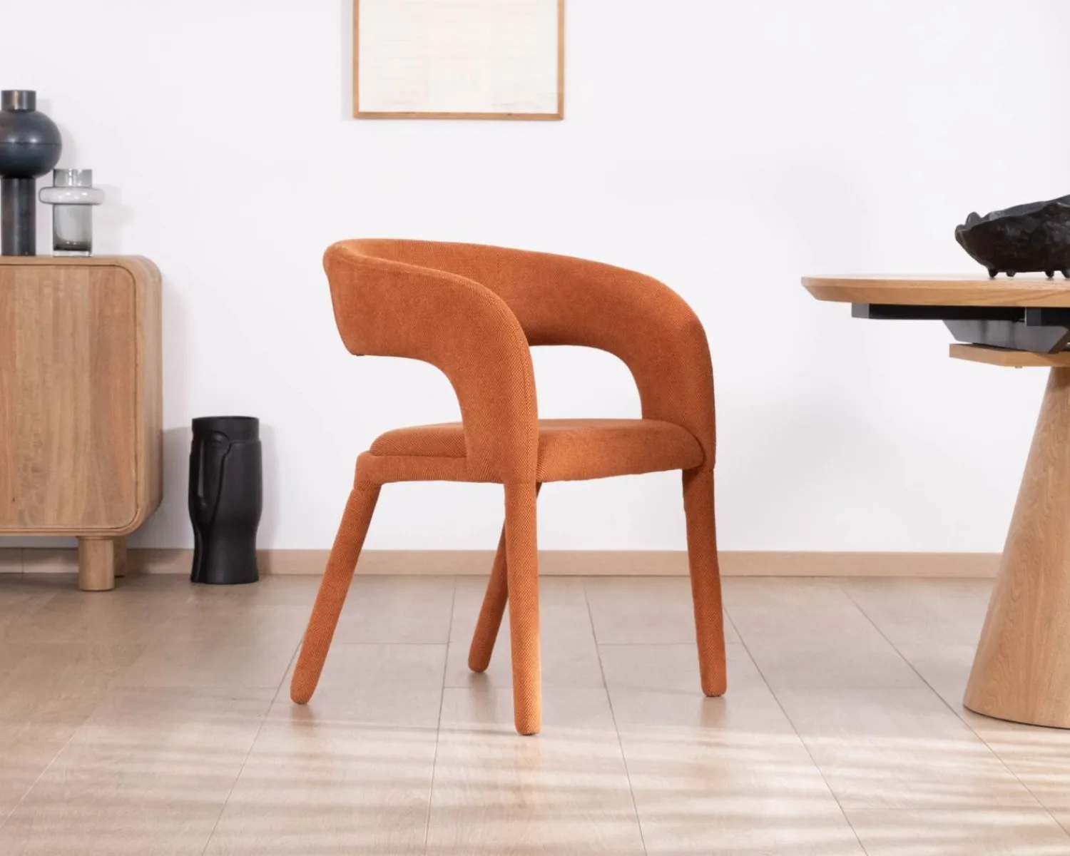 Meuble House Fauteuil de repas design en tissu terracotta ultra confort " Amarello"