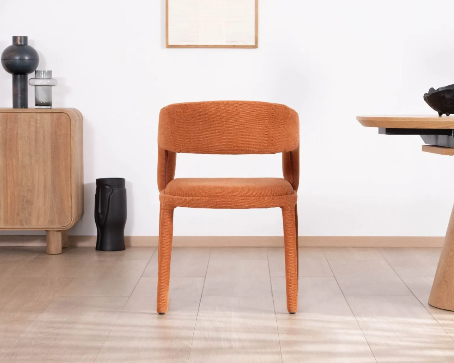 Meuble House Fauteuil de repas design en tissu terracotta ultra confort " Amarello"