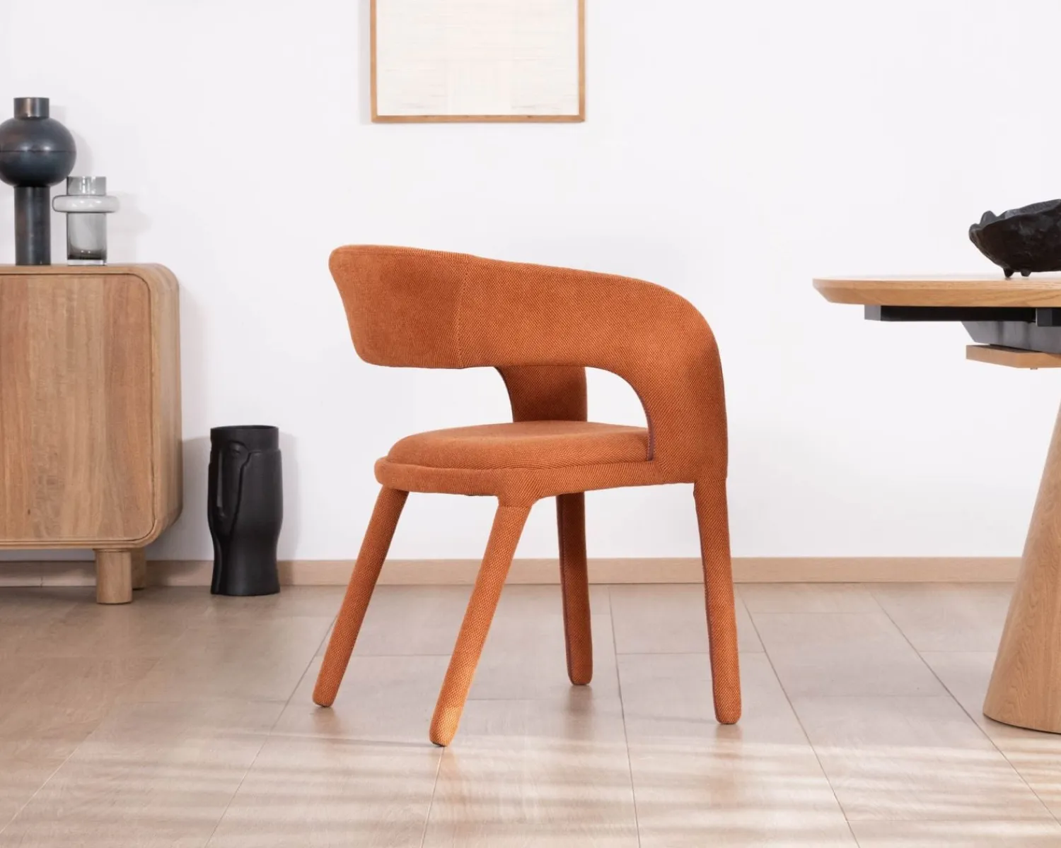 Meuble House Fauteuil de repas design en tissu terracotta ultra confort " Amarello"