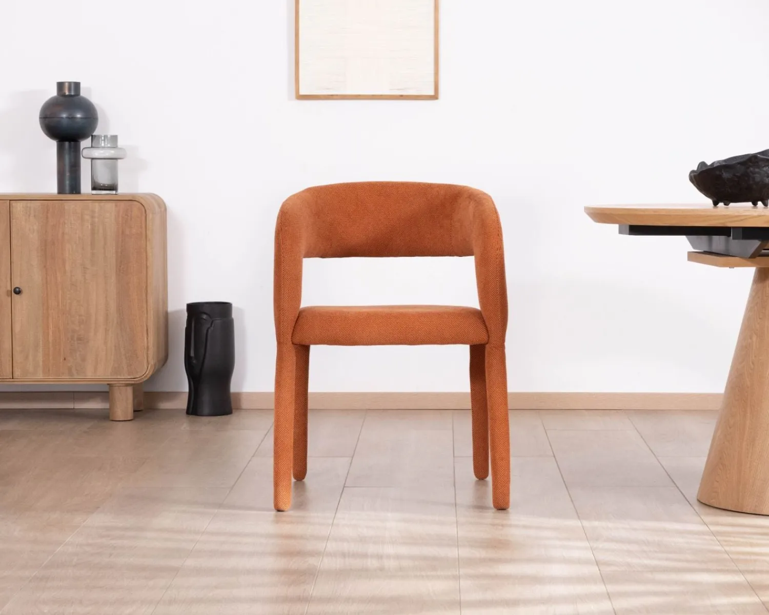 Meuble House Fauteuil de repas design en tissu terracotta ultra confort " Amarello"