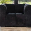 Meuble House Fauteuil design cubique en velours anthracite avec surpiqures "Enjoy Home" Outlet