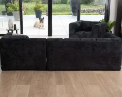 Meuble House Fauteuil design cubique en velours anthracite avec surpiqures "Enjoy Home" Outlet