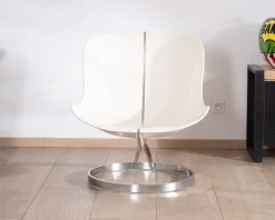 Meuble House Fauteuil design pop coque en plexiglass et tissu bouclette vert kaki 