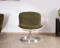 Meuble House Fauteuil design pop coque en plexiglass et tissu bouclette vert kaki 