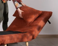 Meuble House Fauteuil design scandinave en tissu terracotta "Folda" convertible en lit d'appoint Clearance