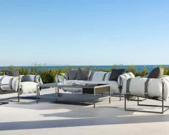 Meuble House Fauteuil de terrasse matelassé gris clair ultra confort structure aluminium "Paquetage" Outlet