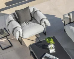 Meuble House Fauteuil de terrasse matelassé gris clair ultra confort structure aluminium 