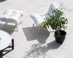 Meuble House Fauteuil d'extérieur blanc avec repose-pieds modulaire structure aluminium blanche