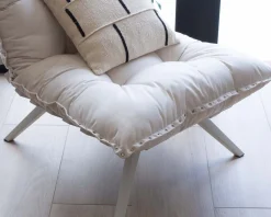 Meuble House Fauteuil d'extérieur blanc avec repose-pieds modulaire structure aluminium blanche