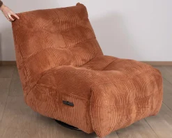 Meuble House Fauteuil enveloppant en velours côtelé terracotta 