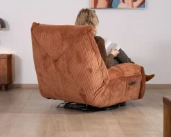 Meuble House Fauteuil enveloppant en velours côtelé terracotta 