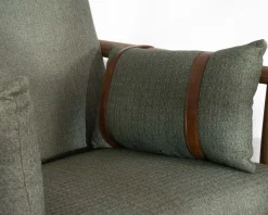 Meuble House Fauteuil esprit ethnique en tissu gaufré kaki "Plume" Outlet