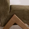 Meuble House Fauteuil esprit vintage en tissu vert kaki clair "Tolga" pieds boomerang en bois Clearance