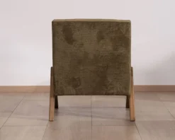 Meuble House Fauteuil esprit vintage en tissu vert kaki clair 