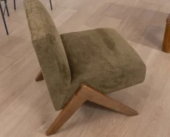 Meuble House Fauteuil esprit vintage en tissu vert kaki clair 