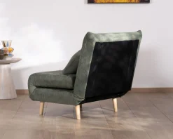Meuble House Fauteuil esprit vintage en tissu vert kaki 