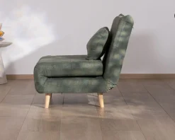 Meuble House Fauteuil esprit vintage en tissu vert kaki 