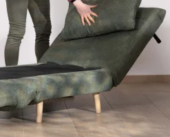 Meuble House Fauteuil esprit vintage en tissu vert kaki 