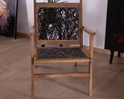 Meuble House Fauteuil ethnique bas en bois de hêtre et cordages
