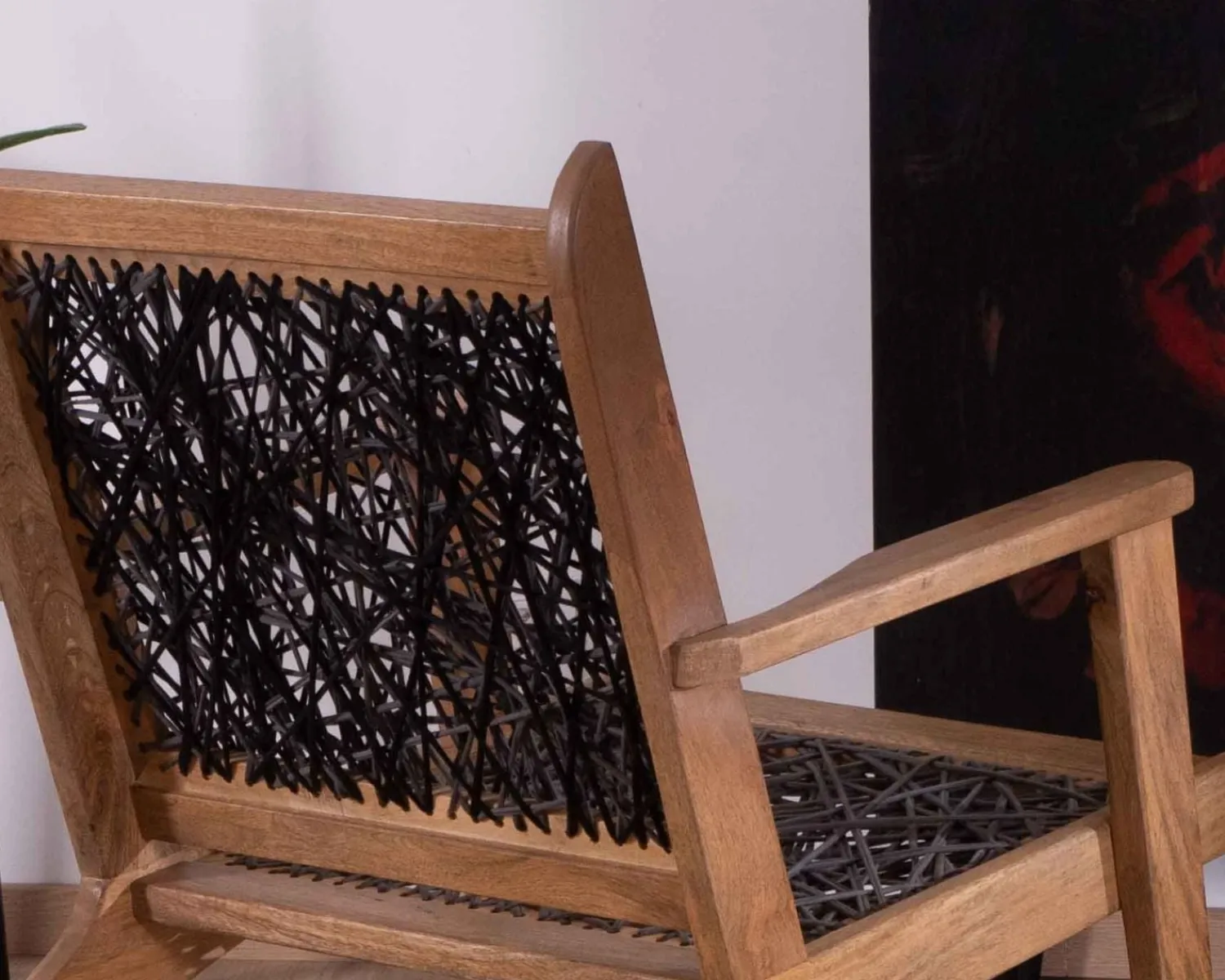 Meuble House Fauteuil ethnique bas en bois de hêtre et cordages "Pop Vintage"