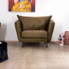 Meuble House Fauteuil kaki tissu ultra doux design vintage "Hasting" Best