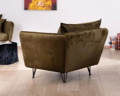 Meuble House Fauteuil kaki tissu ultra doux design vintage
