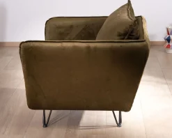 Meuble House Fauteuil kaki tissu ultra doux design vintage