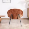 Meuble House Fauteuil lounge design en velours côtelé rouille "Sonate" Outlet
