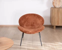 Meuble House Fauteuil lounge design en velours côtelé rouille 
