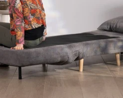 Meuble House Fauteuil modulable en couchage d'appoint "Folda" en tissu gris Best