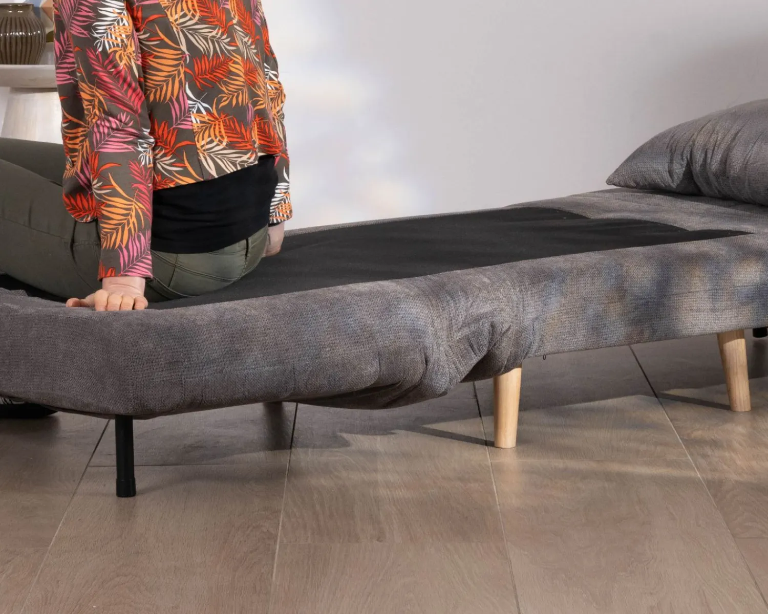 Meuble House Fauteuil modulable en couchage d'appoint "Folda" en tissu gris Best