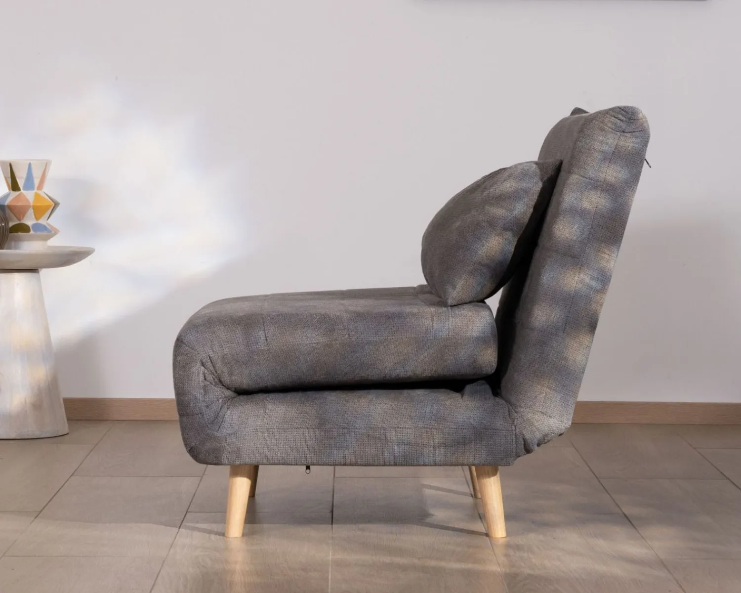 Meuble House Fauteuil modulable en couchage d'appoint "Folda" en tissu gris Best